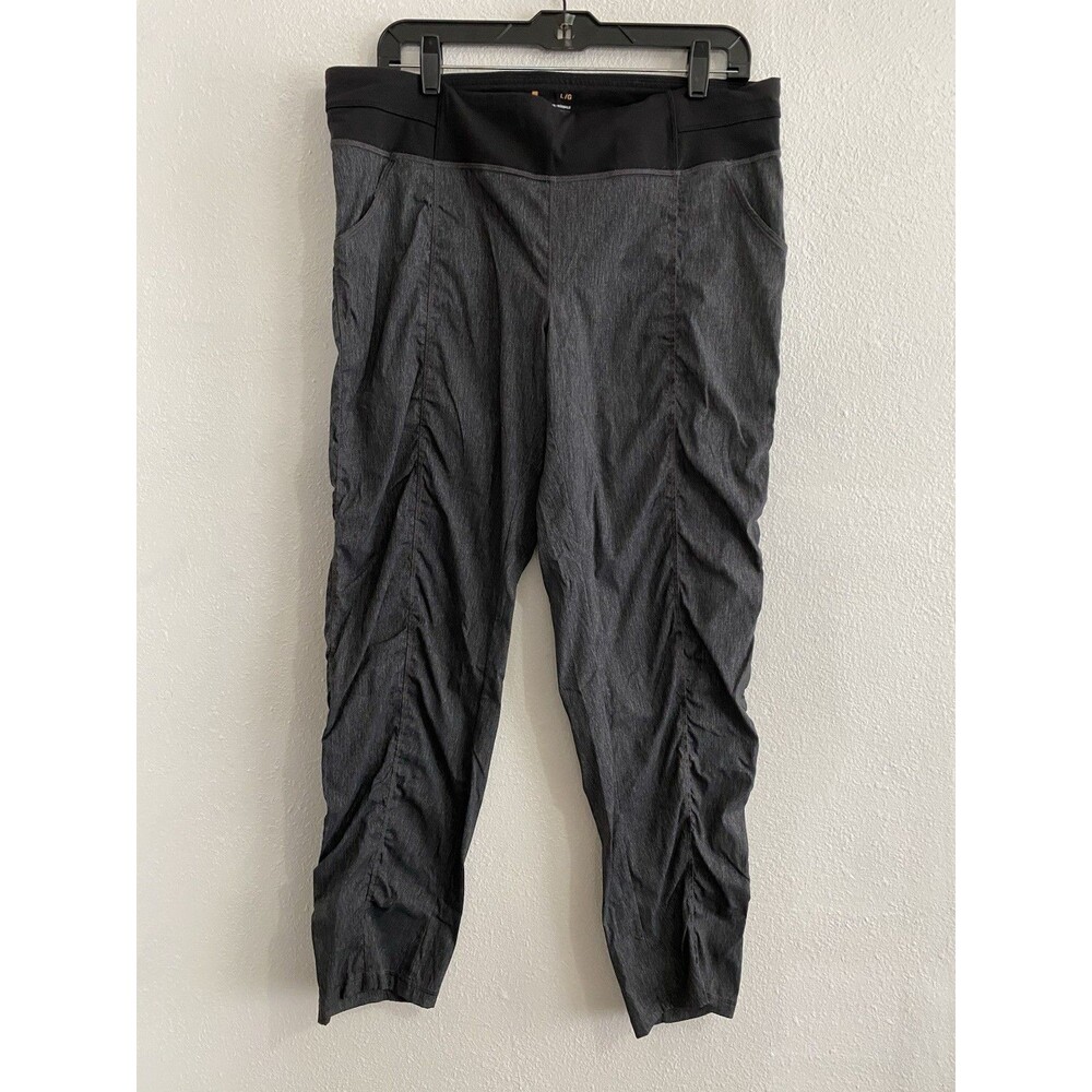 Lucy Activewear Get Going Pants L Gray Ruched Legs Yoga Sports Gym Workout H23